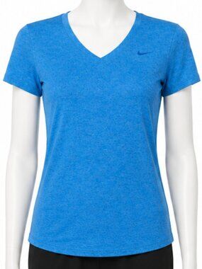 Nike Womens Small Dri-Fit T-Shirt Blue Heather V Neck The Nike Tee